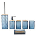 Blue Bathroom Accessory Set, 6 PCS Blue Bathroom Accessories Set, Soap Dispenser, Toothbrush Holder, Soap Dish, Mouthwash Cup, Cotton Swab Holder and Toilet Brush, Acrylic - color: Blue