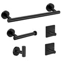 Tudoccy 5-Pieces Matte Black Bathroom Hardware Set SUS304 Stainless Steel Round Wall Mounted - Includes 24" Hand Towel Bar, Toilet Paper Holder, 3 Robe Towel Hooks, Bathroom Accessories Kit - color: Black, size: 24 Inch 5 pcs
