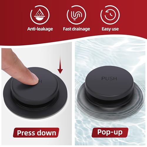 PRIMSOPH Tip-Toe Tub Drain Trim Kit with Two Hole Overflow Faceplate Conversion Kit Assembly Universal Fine Coarse Thread Replacement Matte Black - color: Matte Black, style: Two Hole