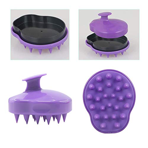 Silicone Body Scrubber & Scalp Massager, Long Handle Shower Brush, Exfoliating Scrubber for Men, Women & Kids - color: Blue