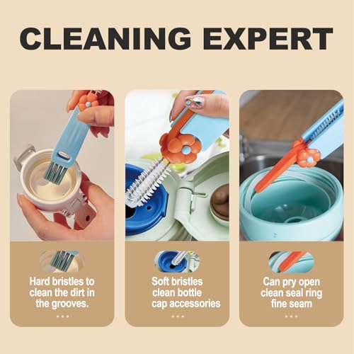 3 in 1 Cup Lid Gap Cleaning Brush Set, Bottle Cleaning Brush Multifunctional Bottle Cleaner Brush Home Kitchen Cleaning Tools, 3PCS - color: 3pcs Mix