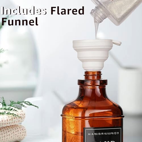 Dish and Hand Soap Dispenser for Kitchen, Amber Glass Soap Dispenser with Pump,Tray,Funnel, Set of 2 Countertop Soap and Lotion Dispenser for Bathroom,Shower,500ml/16.9oz, - color: Ks-5070c-28y-2b