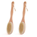 Double-Sided Body Brush, Long-Handled Bath Brush Set, Dry/Wet Dual-Use Exfoliating Wooden Cleansing Brush, Unisex Cleansing Scrub Brush, 2 Pack - size: Double-sided