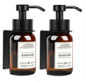 8.5oz Brown Glass Soap Dispenser 2 Pack for Kitchen Bathroom Black | Leakproof conditioner and hand soap pump set with waterproof DIY labels; rustproof holder saves countertop space. - color: Amber Set of 2