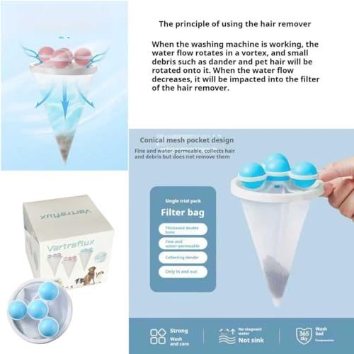 Pet Hair Remover for Laundry, Laundry Pet Hair Catcher, 2026 Upgraded Floating Hair Filter Mesh Removal, Washing Machine Lint Catcher, Cat and Dog Hair Washing Machine Catcher; (Mixed Color 6 Pack) - color: Blue + Purple + Pink+blue + Purple + Pink
