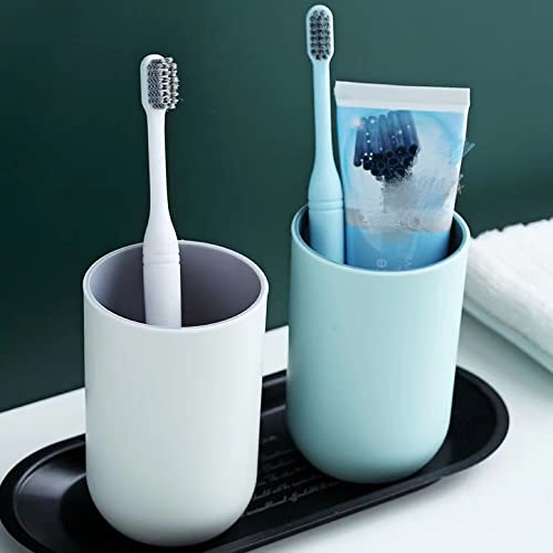 Unbreakable Reusable Drinking Cups Set of 2 Colors, Plastic Toothbrush Cup Tumblers 300 ml/10.5 oz, Dishwasher Safe (Light blue & Light gray) - color: Light blue & Light gray