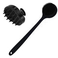 Silicone Body Scrubber & Scalp Massager, Long Handle Shower Brush, Exfoliating Scrubber for Men, Women & Kids - color: Black