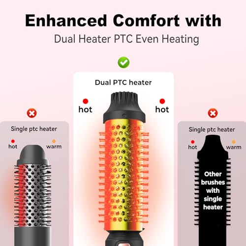 Thermal Brush Set 3-in-1 Curling Iron Brush Set, Dual Voltage 110-220V Thermal Hair Brush with 11 Temp Settings, 3 Interchangeable Travel Curling Irons (1.25“, 1.5”, & 1.75" Barrels) (Black) - color: Black