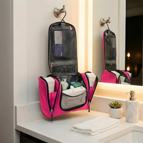 Bago Travel Toiletry Bag for Women and Men X-Large Waterproof Hanging Large Toiletry Bag for Bathroom and Travel Bag for Toiletries Organizer -Travel Makeup Bag (Pink) - color: Pink, size: X-Large
