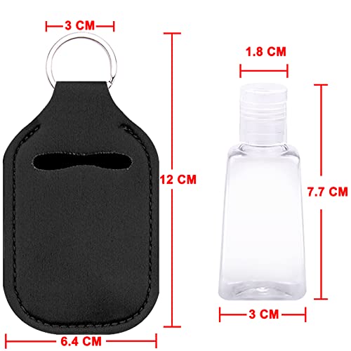 Duufin 60 Pcs Black Hand Sanitizer Holder Keychain Empty Travel Bottle Set | Including 30 Pcs Black Hand Sanitizer Keychain Holder and 30 Pcs Refillable Empty Travel Bottles for Backpack Purse - color: Black