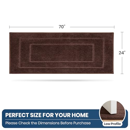 PURRUGS Machine Washable Kitchen Runner Rug 24" x 70", Non-Slip/Skid Hallway Runner Rug, Super Absorbent Soft Area Rug for Kitchen, Hallway & Laundry, Rolled Packaging, Brown - color: Brown, size: 24" X 70"