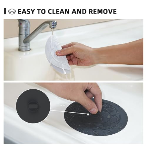 Tub Stopper 2PCS,Bathtub Drain Stopper,6 inches Bathtub Tub Drain Cover Stopper,Silicone Drain Plug,Kitchen Bathroom Hair Water Shower Stopper,Large Bathroom Laundry Accessories (White/Black) - color: White/Black