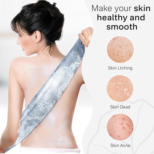 Yiclick Exfoliating Washcloth Towel- Exfoliating Body Scrubber Exfoliator, Back Scrubber for Shower Bath, Exfoliate Rags Wash Cloths, Loofah Lufa Sponge, Body Scrub & Exfoliation Women Men - color: Silver