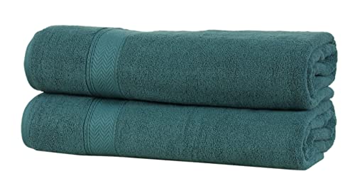 HILLFAIR 600 GSM- 40 x 80 Inches- 100% Cotton 2 Pc XXL Oversized Bath Towel Set- Soft Highly Absorbent Jumbo Bath Sheets Towels Sets- Quick Dry Oversized Bath Towel Sets for Hotel Spa Pool- Teal - color: Teal, size: 2 Pc XXl Oversized Towel Set