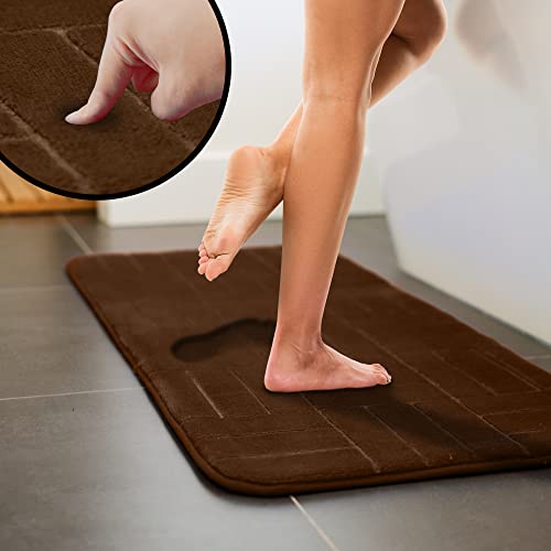 5 Piece Bathroom Rugs Set - Soft Non Slip Memory Foam Large Mats - Perfect Combination of Luxury and Comfort (Brown/Line Design, 5 Piece Set) - color: Brown/ Line Design