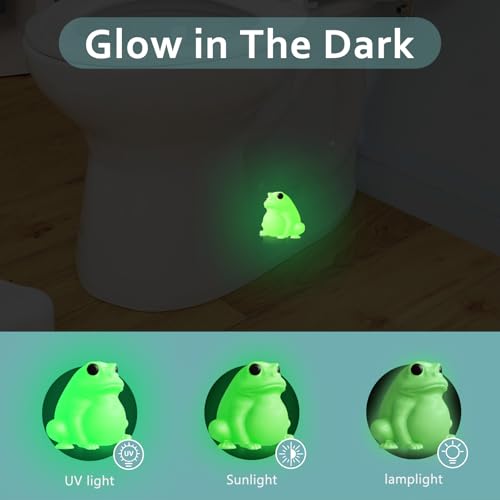 boeemi Frog Toilet Bolt Covers Decorative Glow in The Dark- 2PCs Toilet Screw Caps Luminous Green PLA Cute Bathroom Decor Accessories Push-on Install - style: White Frog