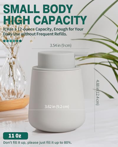 BosilunLife Ceramic Bathroom Accessories Set 3 Pcs, Liquid Soap Dispenser and Toothbrush Holder with Tray, Modern Farmhouse Vanity Decor, Light Grey Housewarming Gift - color: Light Grey, style: liquid
