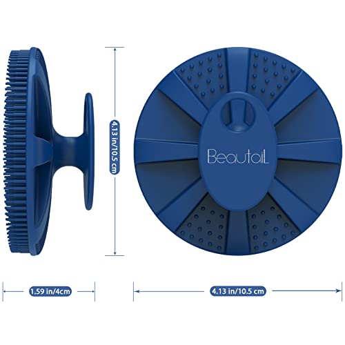 Silicone Body Scrubber, BEAUTAIL Shower Bath Scrubber, More Hygienic Than Traditional Loofah, Lather Nicely, Long Lasting, Gentle Exfoliating Brush for Women Men Baby Sensitive Skin, 1 Pack, Blue | Hygienic Silicone Loofah, Easy-Grip Handle, Soft Bath Ess