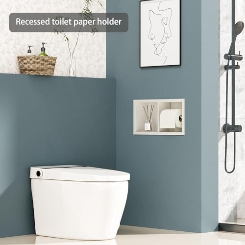 Neodrain Dual Roll Recessed Toilet Paper Holder - 304 Stainless Steel, Hidden in-Wall Design, Simple Loading and Unloading, Space-Saving for Modern Bathrooms（White - color: White