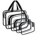 4 Packs Large Clear Cosmetic Bag, Waterproof Clear Makeup Toiletry Organizer Pouch, Reusable PVC Plastic Storage Bags with Zipper for Travel - color: Black