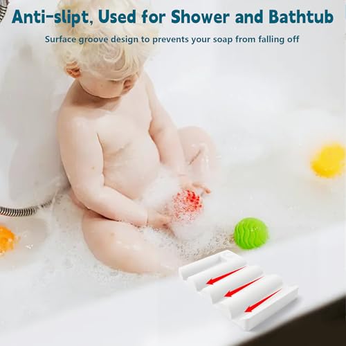 Silicone Soap Dish,Self Draining Soap Holder Perfect for Shower,Bathroom Sink,Kitchen Sink & Travel,Non-Slip Bar Soap Holder Extend Soap Life,Keep Soap Bars Dry & Easy Cleaning White-1Pcs - color: White-1pcs