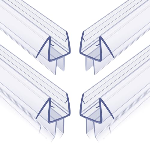 4-Pack Frameless Shower Door Bottom Seal for 3/8 Inch Thick Glass Doors – Stop Shower Leaks and Create a Water Barrier (3/8” x 39”)