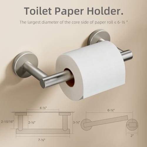 POKIM Brushed Nickel Toilet Paper Holder, Stainless Steel Double Post Pivoting Wall Mount Holder, Fits Mega Large/Jumbo Rolls, Commercial Bathroom Tissue Dispenser for Home & Commercial Use - color: Brushed Nickel, size: Classic