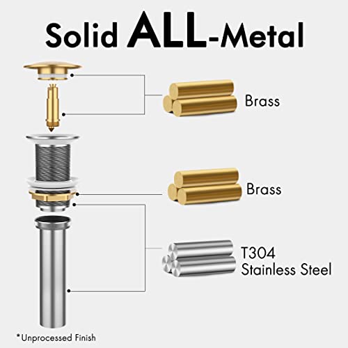 KES Bathroom Sink Drain Without Overflow Vessel Sink Lavatory Vanity Pop Up Drain Stopper Matte Black for 1.6"-1.9" Sink Hole, All Metal Rustproof Brass and 304 Stainless Steel, S2008D-BK - color: Matte Black, style: NO Overflow, 1 Pack