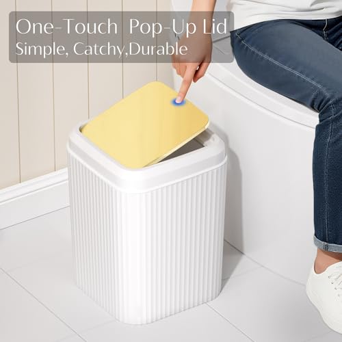 17PCS Bathroom Accessories Set, White Bathroom Set Bathroom Accessories Set with Trash Can, Toilet Brush, Toothbrush Holder, Qtip Holder & 3PCS Soap Dispenser - size: Bath Set with Press-Top Trash Can, style: White