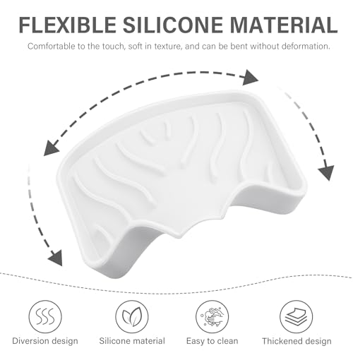 Silicone Soap Dish with Drain, SAISN Kitchen Soap Tray for Shower 2 Pack Self Draining Soap Dish Soft Bathroom Soap Holder for Kitchen Sink Flexible Portable Soap Saver, White - color: White