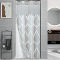 Yiatn No Hook Grey Small Stall Shower Curtain with Snap in Fabric Liner Set - Hotel Style with See Through Mesh Top Window, Modern Geometric Waterdrop Design,Waterproof and Washable, 36x74 INCH - color: A. Grey, size: 36"W x 74"L (Pack of 1)