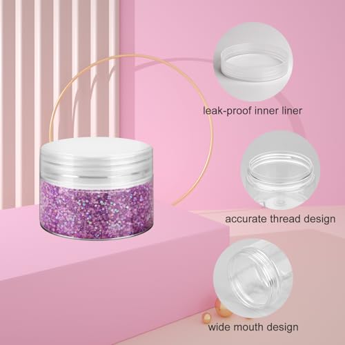 Loretoy 36 Pack 1 OZ Plastic Jars with Lids, BPA Free, Reusable, Refillable Transparent Cosmetic Containers for Bath Salts, Cosmetics, Powders, Beauty Product and Small Accessories, White - color: White, size: 1 Ounce