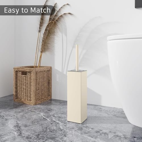 BVL Toilet Brush and Holder Set White Freestanding for Bathroom - color: White