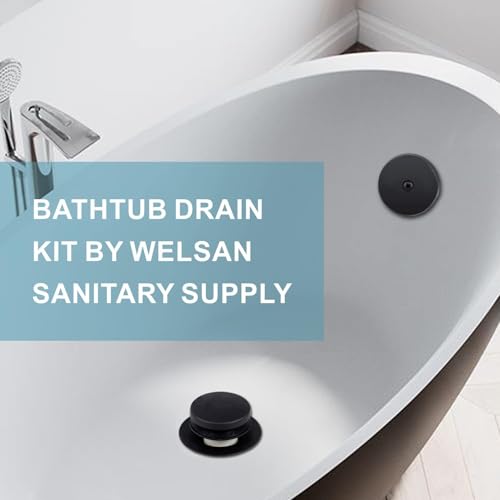 Black Bathtub Drain Tip-Toe Single Hole,Welsan Tub Drain Trim Set Conversion Kit Assembly, Coarse Thread Replacement Trim Kit with 1-Hole Overflow Faceplate Includes an Adapter, Matte Black - color: Black, style: 1 Hole