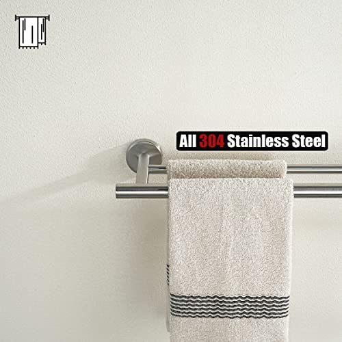 JQK Double Towel Bar, 15 Inch 304 Stainless Steel Thicken 0.8mm Towel Rack Holder for Bathroom Washcloths and Hand Towels, Brushed Wall Mount, Useable Length 12 Inch, TB100L12-BN - color: Brushed Stainless Steel, size: 15 Inch