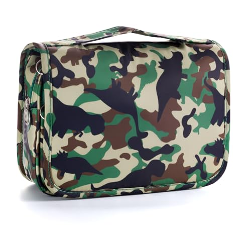 Kids Hanging Toiletry Bag for Boys, Travel Toiletry Bag for Little Young Boys Waterproof Wash Bag Toddler Traveling Toiletries, Dinosaur Camo - color: Dinosaur-Camo