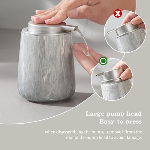 Enra Ceramic Hand Soap Dispenser,12 oz Gray Lotion Dispenser Bathroom Liquid Refillable Dish Soap Dispenser for Bathroom Kitchen with Easy-to-Press Pump (Gray Liquid Type) - color: Gray Liquid Type