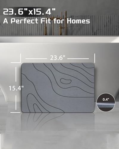 Stone Bath Mat, Diatomite Fast Drying Non Slip Stone Shower Mat, Super Absorbent for Bathroom & Kitchen, Multi-Use as Pet Mat, Easy to Clean 16"x24", Gray - color: Style 05-gray, size: 16"x24"