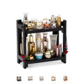 GOBAM Bamboo Makeup Organizer, Black Vanity Storage Box, Multi-Purpose Storage for Skincare, Toiletries and Desktop, 2-Tier Cosmetic Organizer Shelf for Bathroom, Countertop, Kitchen, Office - size: Without Drawer