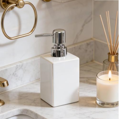 11OZ White Square Soap Dispenser for Bathroom Liquid Hand Pump Dispenser - color: Square