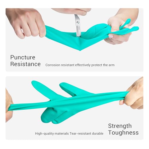 ThxToms 5 Pairs Nitrile Chemical Resistant Gloves, 15mil,13", Reusable Latex Rubber Free Heavy Duty Gloves, Acid Alkali Oil Protection, Industrial Use and Household Cleaning, Non-Slip, Medium - color: Pack of 5, size: Medium