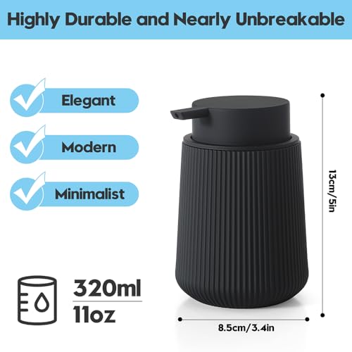 YAUKPH Striped Liquid Hand Soap Dispenser with Leak-Proof Pump for Bathroom and Kitchen Countertop 11oz Black - color: Black, size: Liquid Dispenser