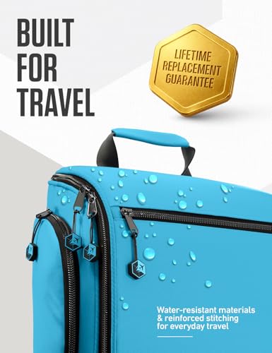 VENTURE 4TH Hanging Travel Toiletry Bag for Women & Men – Large Toiletry Organizer with 18 Compartments, Removable TSA Pouch, Travel Wash Bag for Toiletries, Makeup & Shaving Kit (Light Blue) - color: Tiffany Blue