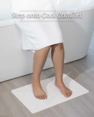Stone Bath Mat 24"x16" - Diatomaceous Earth Shower Mat, Quick Dry, Anti-Slip, Modern Design with Bonus Non-Slip Pad - Perfect for Home Safety and Style,Light Gray - color: Light Gray