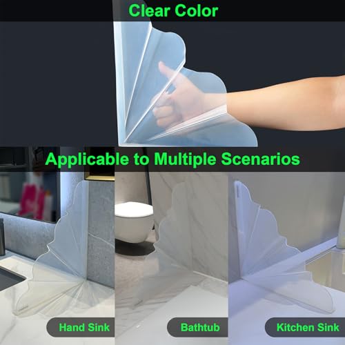 Silicone Shower Splash Guard XXL - Clear bathtub corner splash guard 2 Pack | Self-Adhesive Bathtub Guard, adjustable angle; bathroom shower water guard for washbasin, tubs, sinks, tub splash guard side