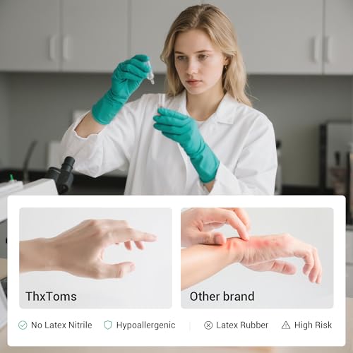 ThxToms 10 Pairs Nitrile Chemical Resistant Gloves, 15mil,13", Reusable Latex Rubber Free Heavy Duty Gloves, Acid Alkali Oil Protection, Industrial Use and Household Cleaning, Non-Slip, Medium - color: Pack of 10, size: Medium