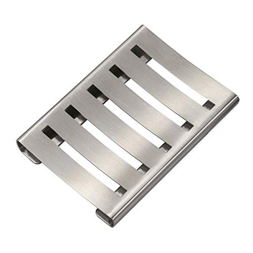 TOPSKY Ceramic Soap Dish Holder Stainless Steel for Bathroom, Double Layer, Self-draining Soap Tray, Say No to Mushy Soap, Easy Cleaning. (White)
