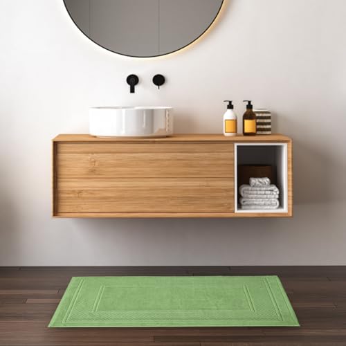 Avalon Towels Sage Green Bath Mat - 100% Cotton Set of 2 Absorbent Bathmat - Bathroom Mats Quick Dry Bath Mats for Bathrooms (22x34 Inches) - color: Sage Green, size: Pack of 2