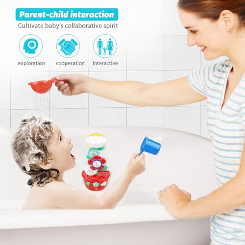 Girl Bath Toys for Kids 1-3 Bathtub Toys for Toddlers Water Tub Toys for Babies 1 2 3 Year Old Girls Boys Gifts with 1 Mini Sprinkler 2 Toys Cups Gifts Ideal with Color Box - style: Flower Bath Toys