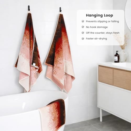 8-Piece Cotton Bath Towel Set for Bathroom, Hanging Loops, Ombre Gradient | Complete starter set for daily showers, sink-side use, small bathrooms, and guest baths, OEKO-TEX certified, easy care - color: C03: Colorful - Plumgarden